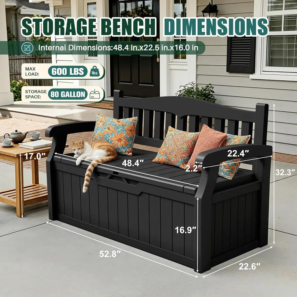 LISM Storage Bench Deck Box Lockable Outdoor Furniture Garden