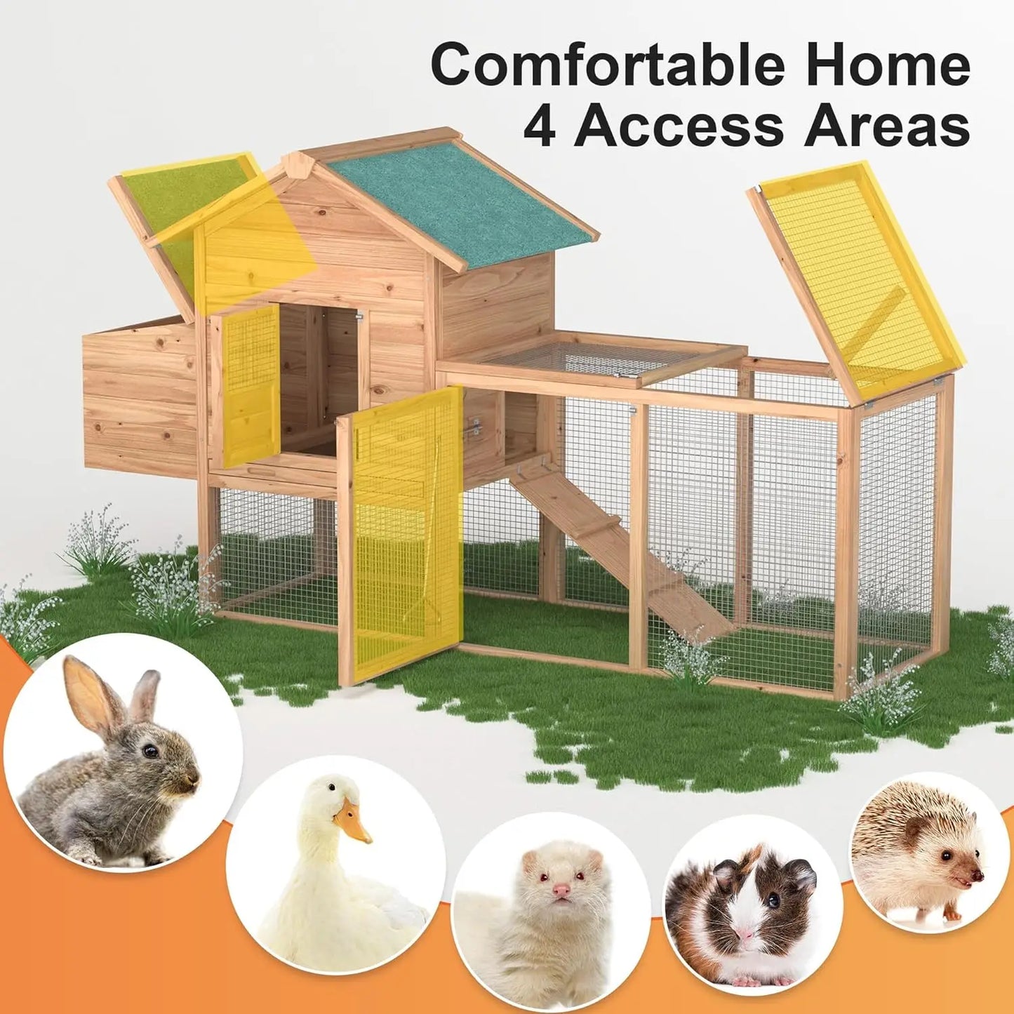 Outdoor Chicken Coop For 2 To 4 Chickens Wooden Hen House With Ramp