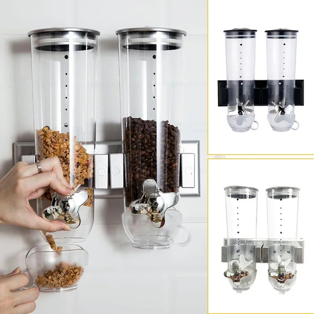 Wall Mount Dual Control Cereal Dispenser For Nuts And Beans