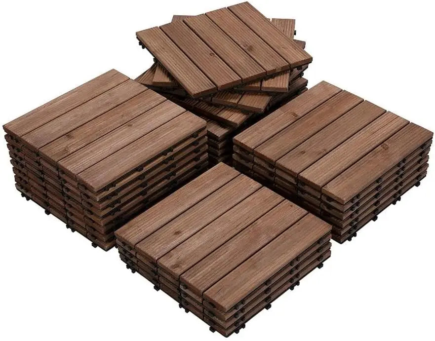 HiMISS Wood Deck Tiles Interlocking Patio Flooring Non-Slip Water-Resistant
