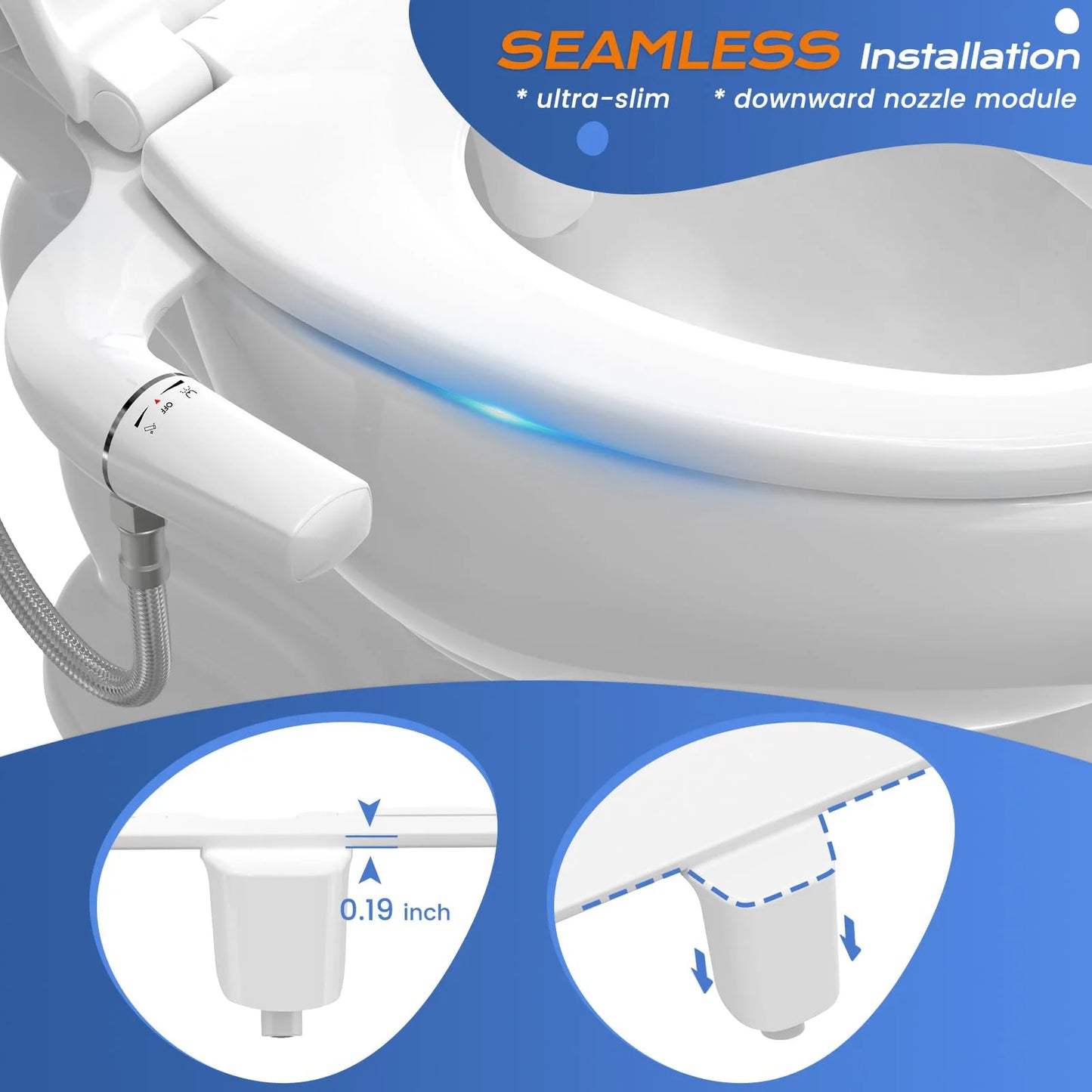 Ultra-Slim Bidet Attachment With Dual Nozzles For Toilet Self-Cleaning