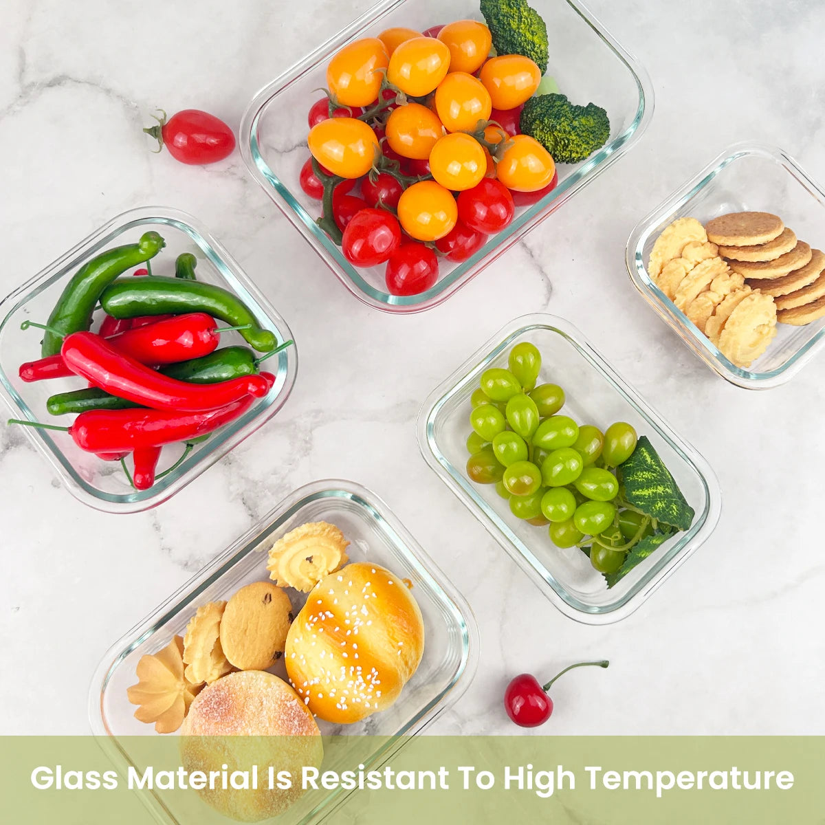 Glass Food Storage Containers Set 8 Pieces Leakproof Airtight Microwave Safe