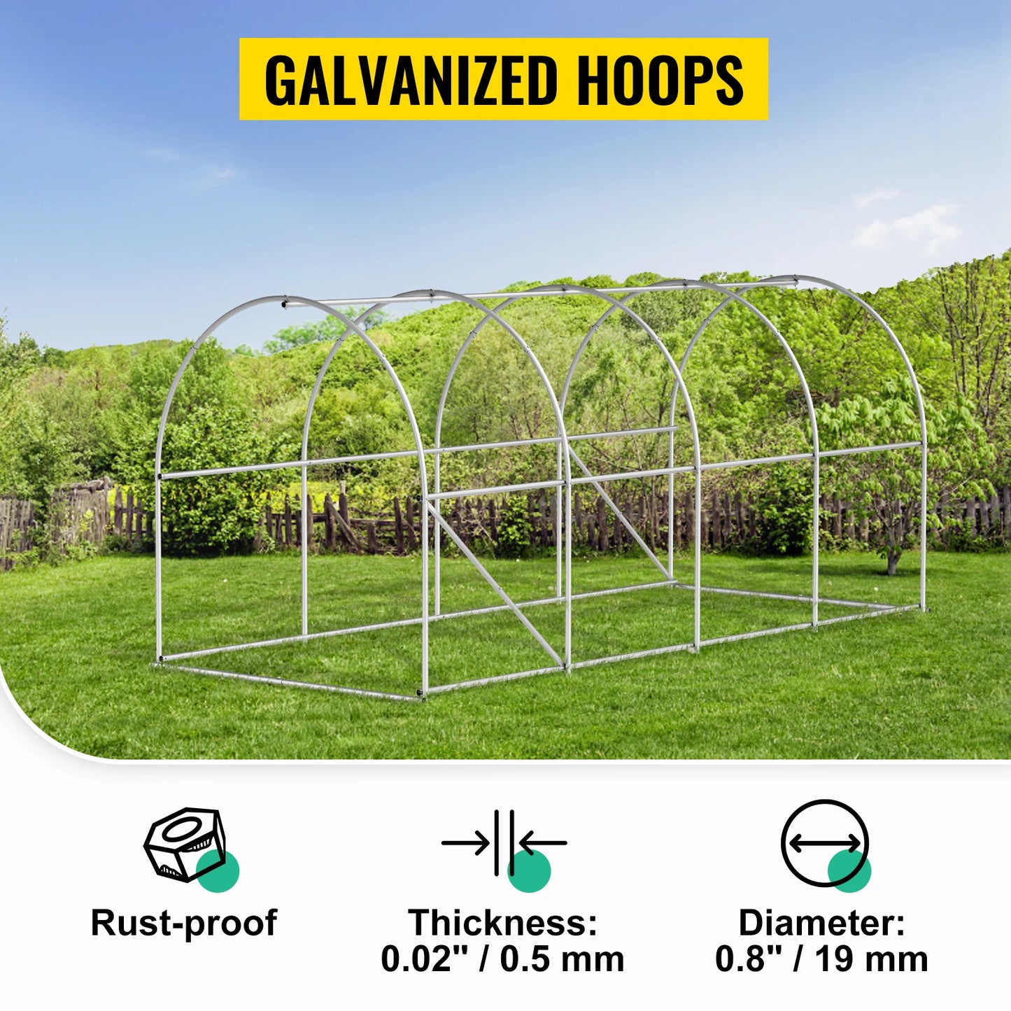 VEVOR Walk In Tunnel Greenhouse With Galvanized Frame Waterproof Cover