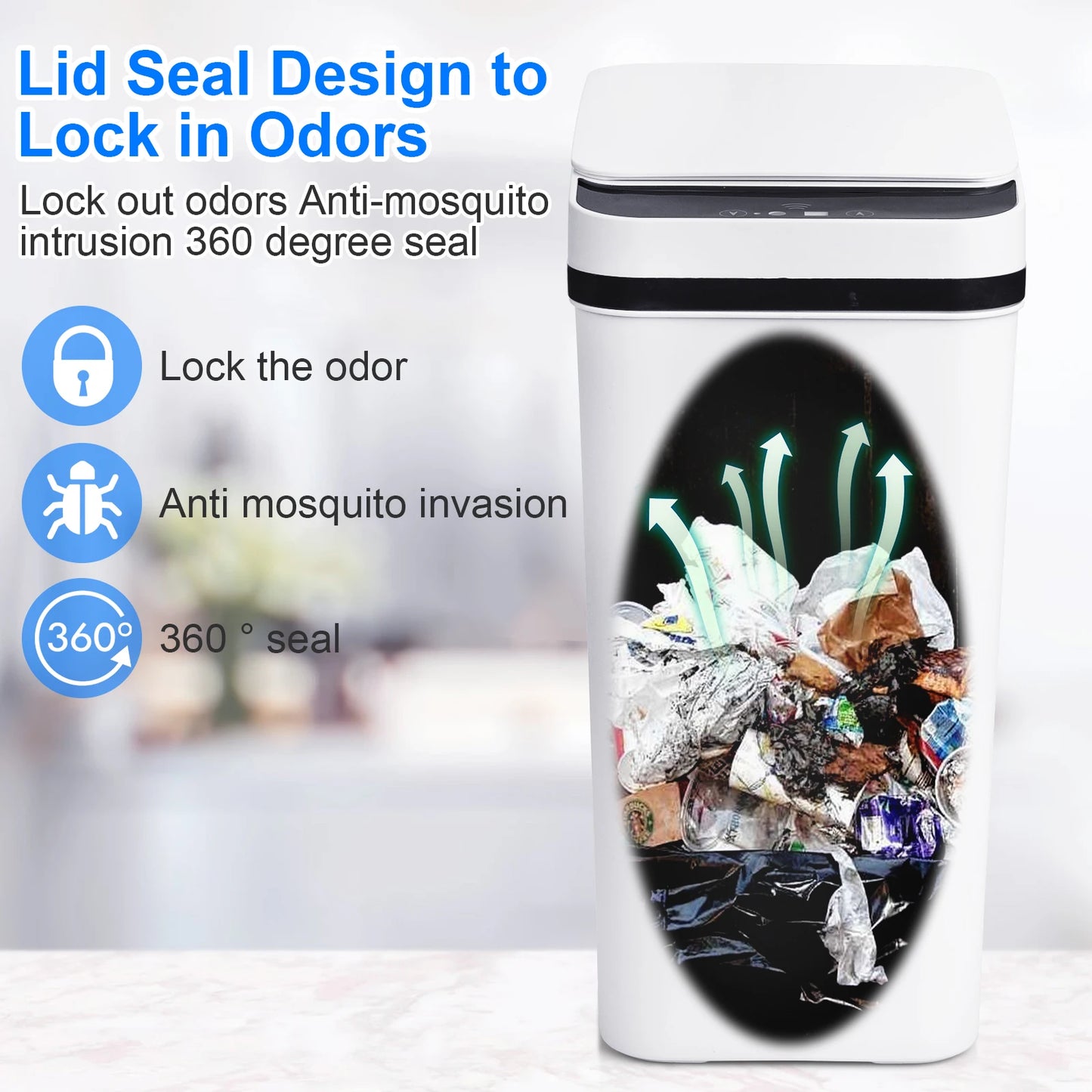 Motion Sensor Trash Can Two Pack With Quiet Lid Bathroom