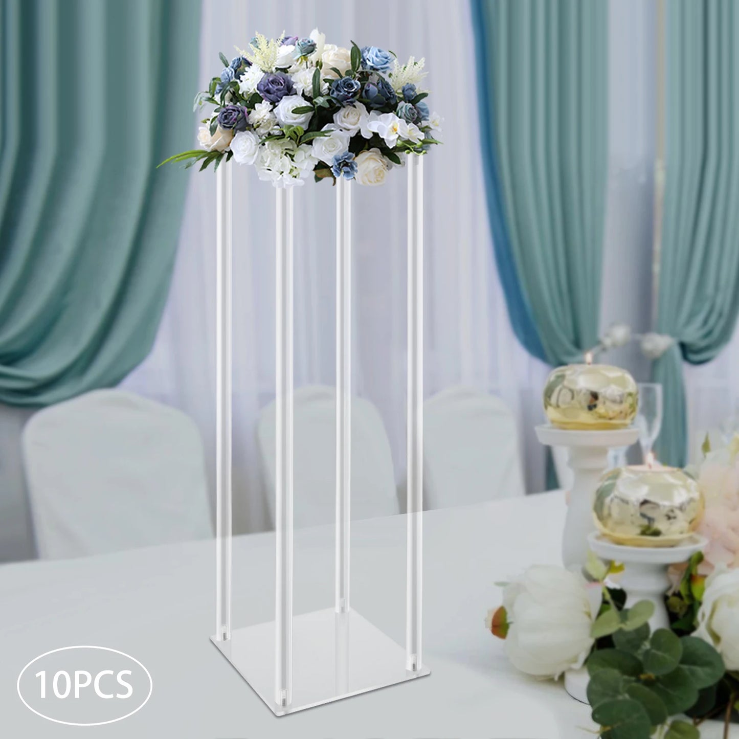 Acrylic Vase Wedding Centerpieces Set 10Pcs Clear Free Standing Stands