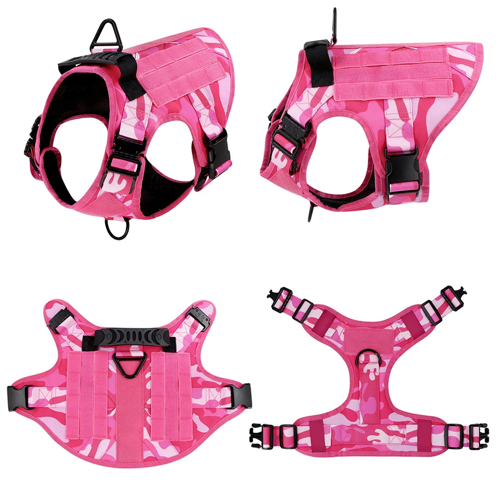 PETRAVEL Military Camouflage Dog Harness Leash Set For Training