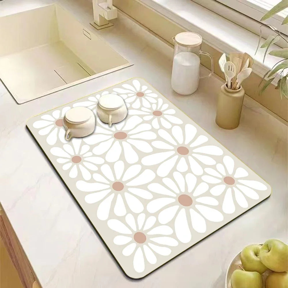Kitchen Accessories Absorbent Kitchen Dish Drying Mat Coffee Machine Tableware Drain Mat Kitchen Drain Pad Tableware Mat Coaster