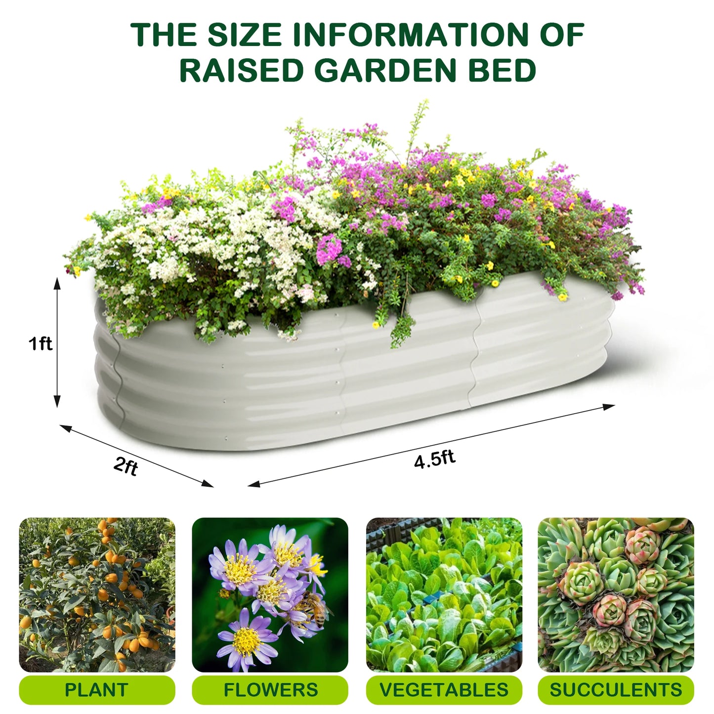 HiMISS Two Pack Oval Galvanized Raised Garden Bed Outdoor