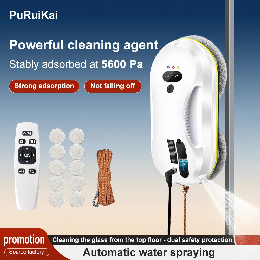 PuRuikai Window Cleaning Robot With Water Spray And Edge Detection