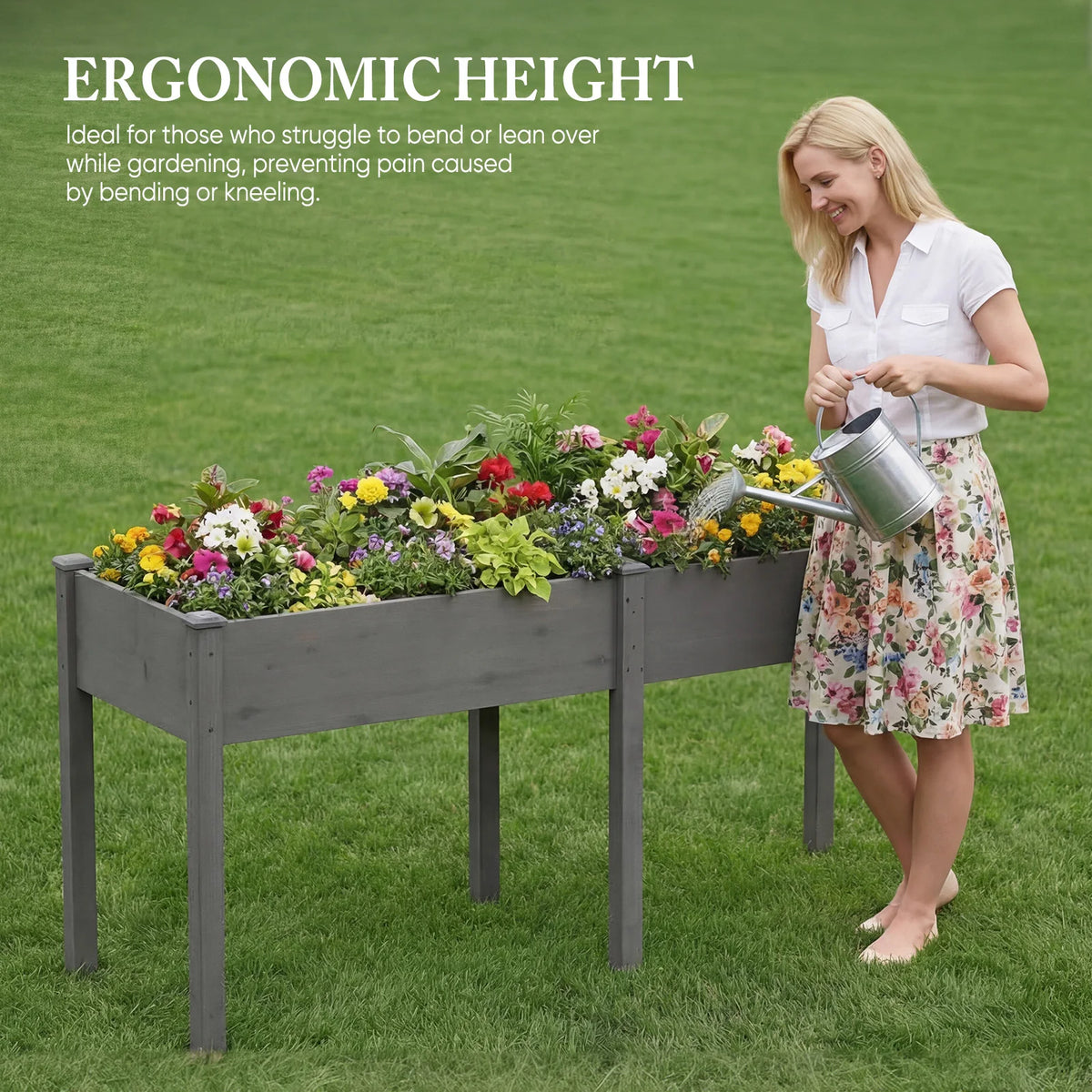 JHK 72x23x30 Inch Wood Planter Box Outdoor Raised Garden Bed with Legs for Herbs Flowers Vegetables Elevated Wooden Garden Bed for Patio Balcony and Backyard