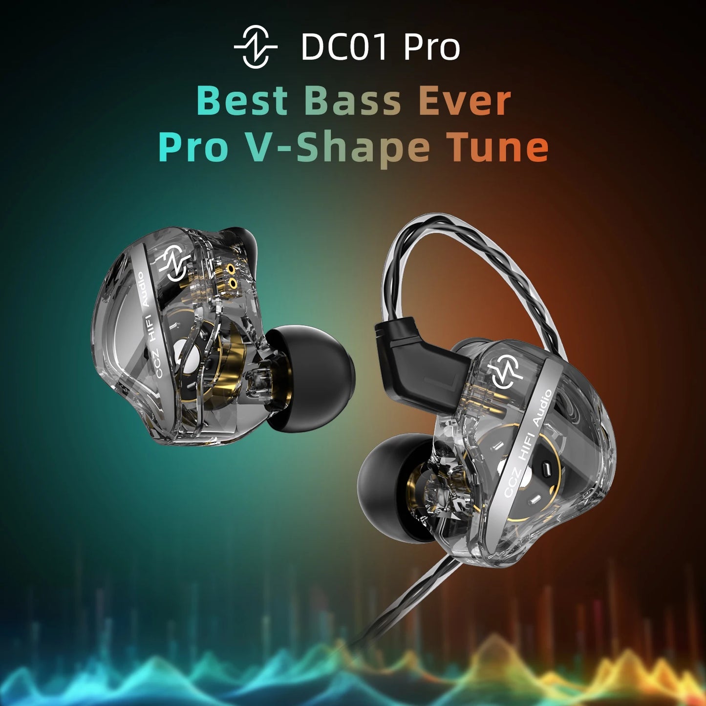 CCZ DC01 Pro Wired IEM Earphones, Powerful Bass Single Dynamic Driver In Ear Monitor, Comfortable Patented Ear Hook for Gaming Musicians Podcast Recording