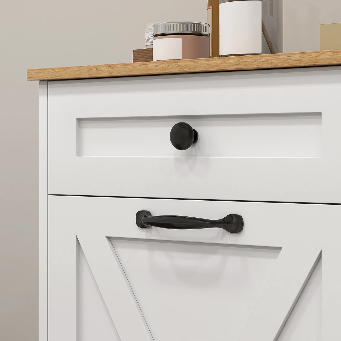 HOMCOM Double Tilt Out Laundry Cabinet With Baskets And Drawers