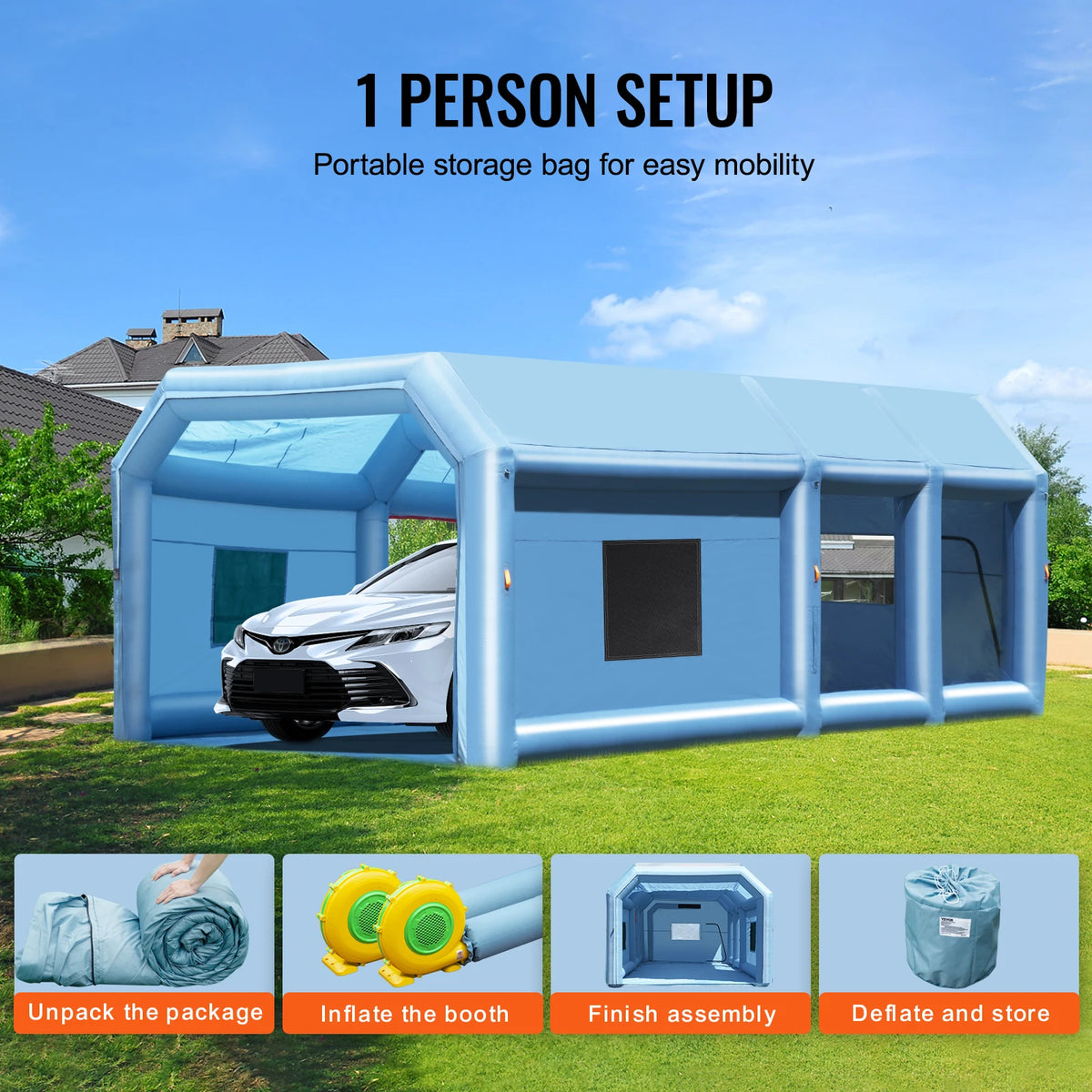 SucceBuy Inflatable Paint Booth With Air Filter System And Blowers