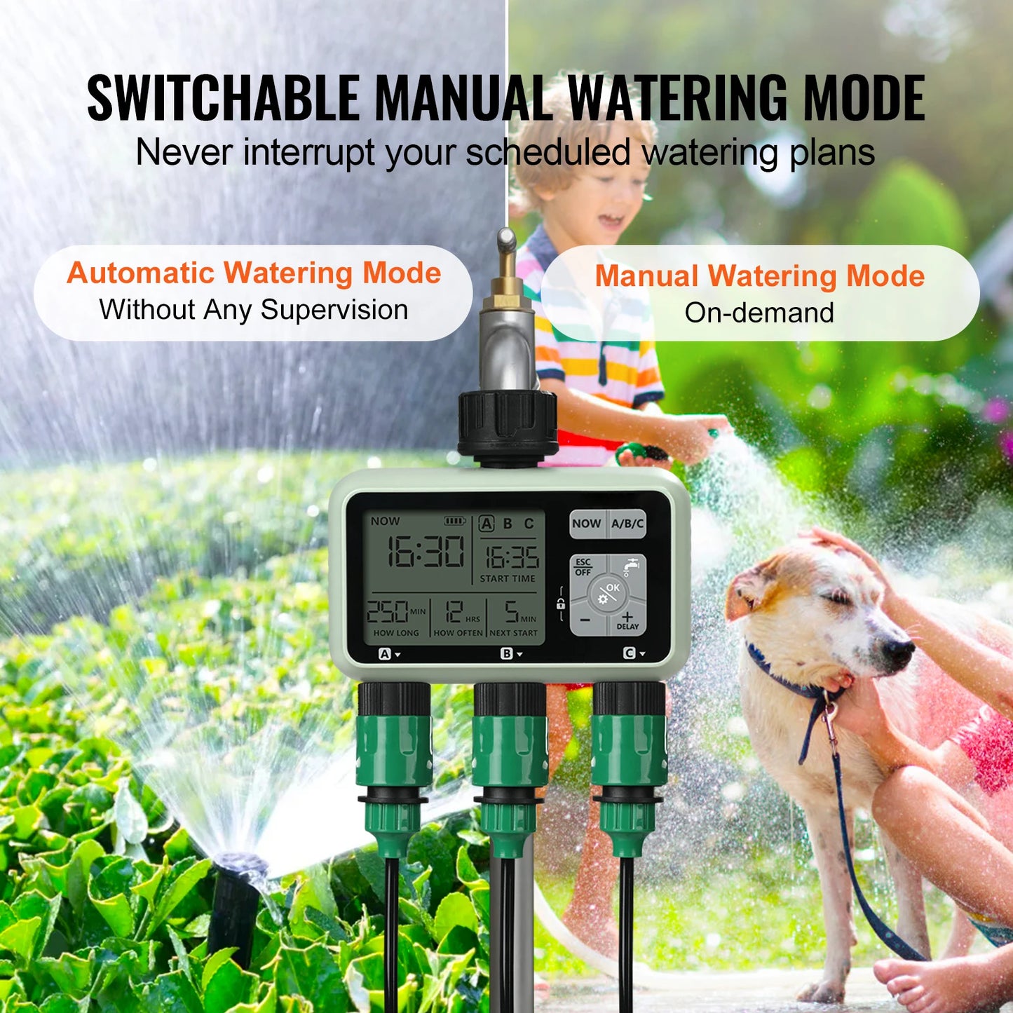 SucceBuy Water Timer With 3 Outlets And Independent Watering Zones