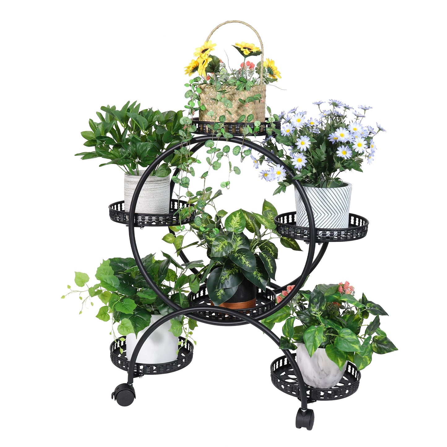 BINGOPAW Metal Plant Stand Multi-Layer With Wheels