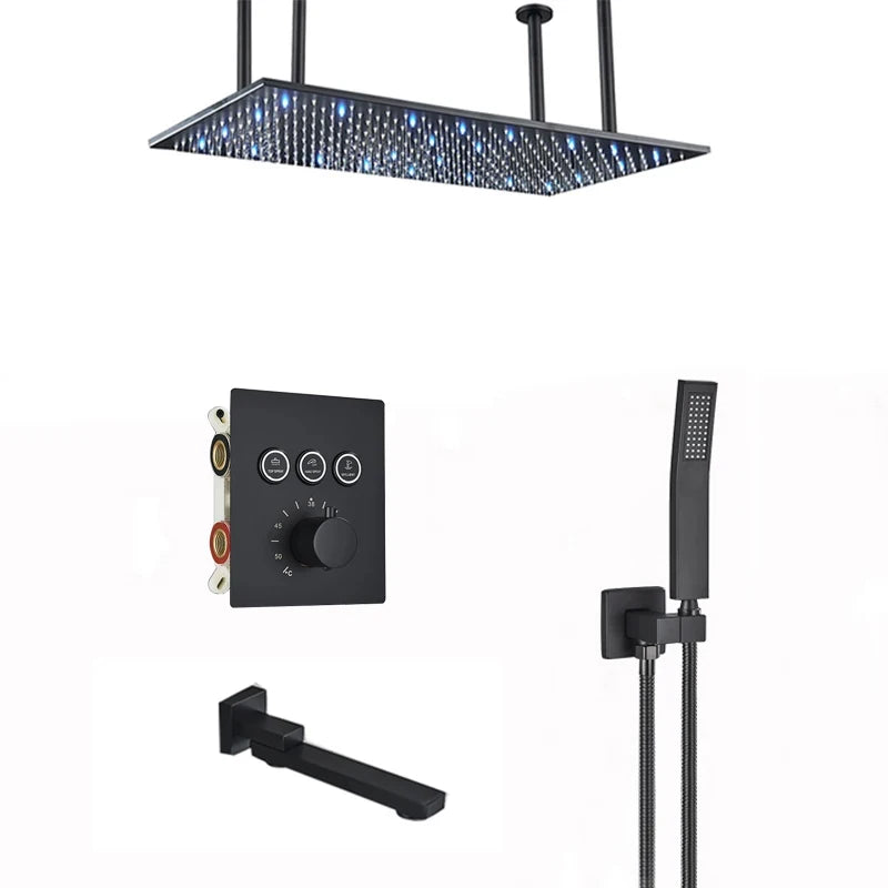 Wanmivezlo Brass LED Rainfall Shower Head Bathroom Accessory