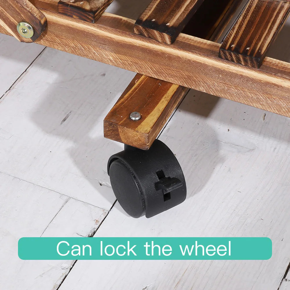 Wisfor Multi-Layer Wood Plant Stand Rack With Rolling Wheels