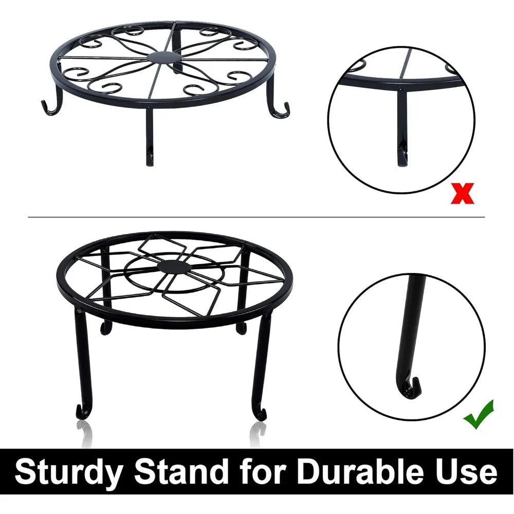 NBVCX 4 Pack Heavy Duty Iron Plant Stands Indoor Outdoor Rustproof Round Display