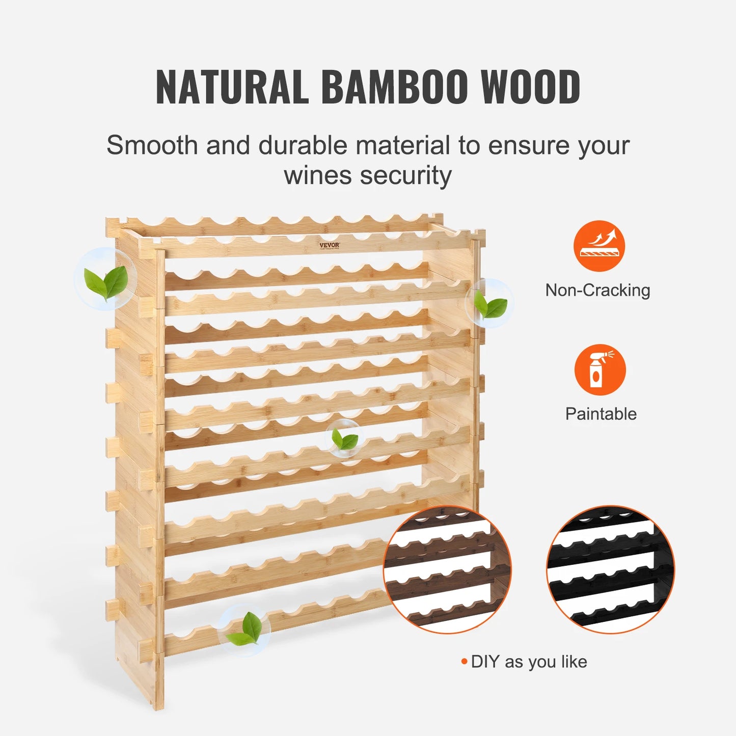SucceBuy Bamboo Stackable Wine Rack For Free Standing Storage