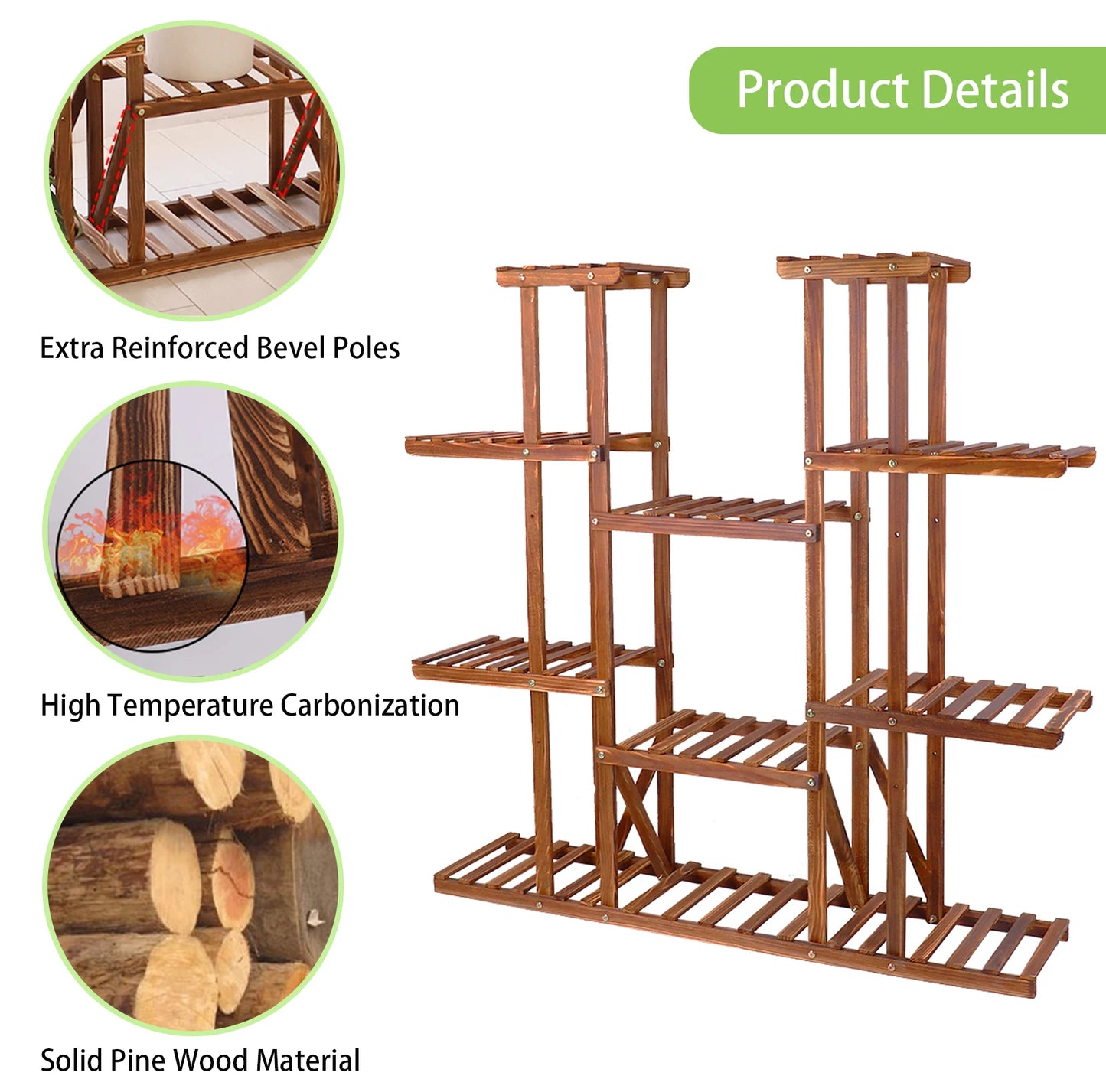 Wisfor Wooden Plant Shelf Multi-Tier Indoor Outdoor Display Stand
