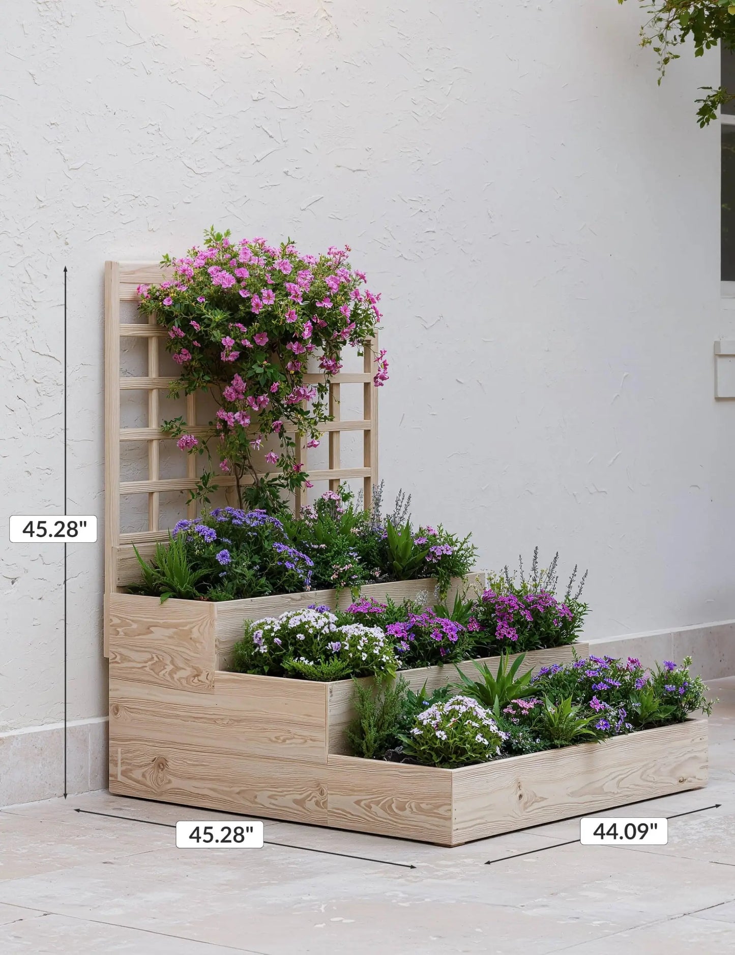 HiMISS 3 Tier Elevated Garden Bed With Trellis For Vegetables