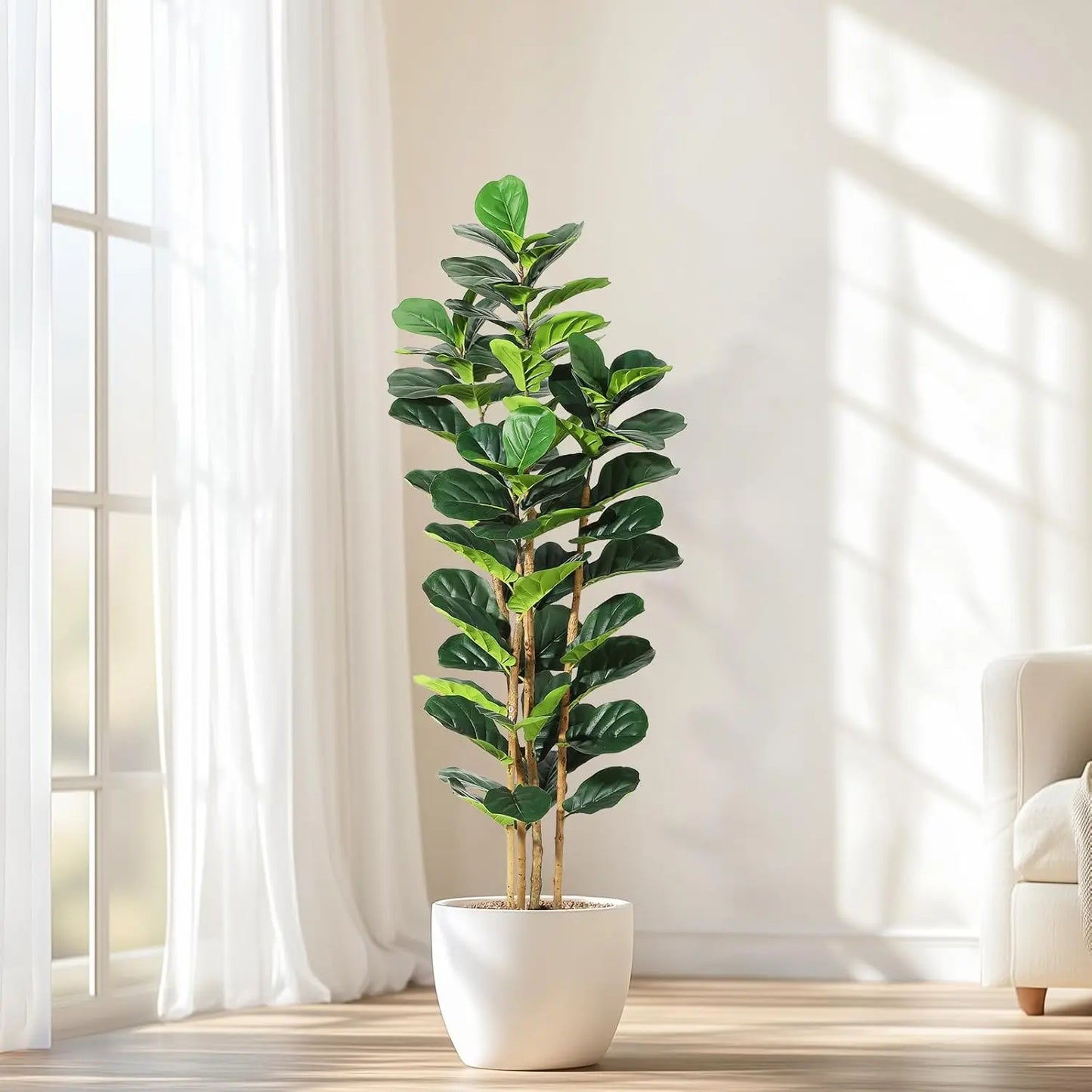 HiMISSCN Artificial Fiddle Leaf Fig Tree With Pot for Home