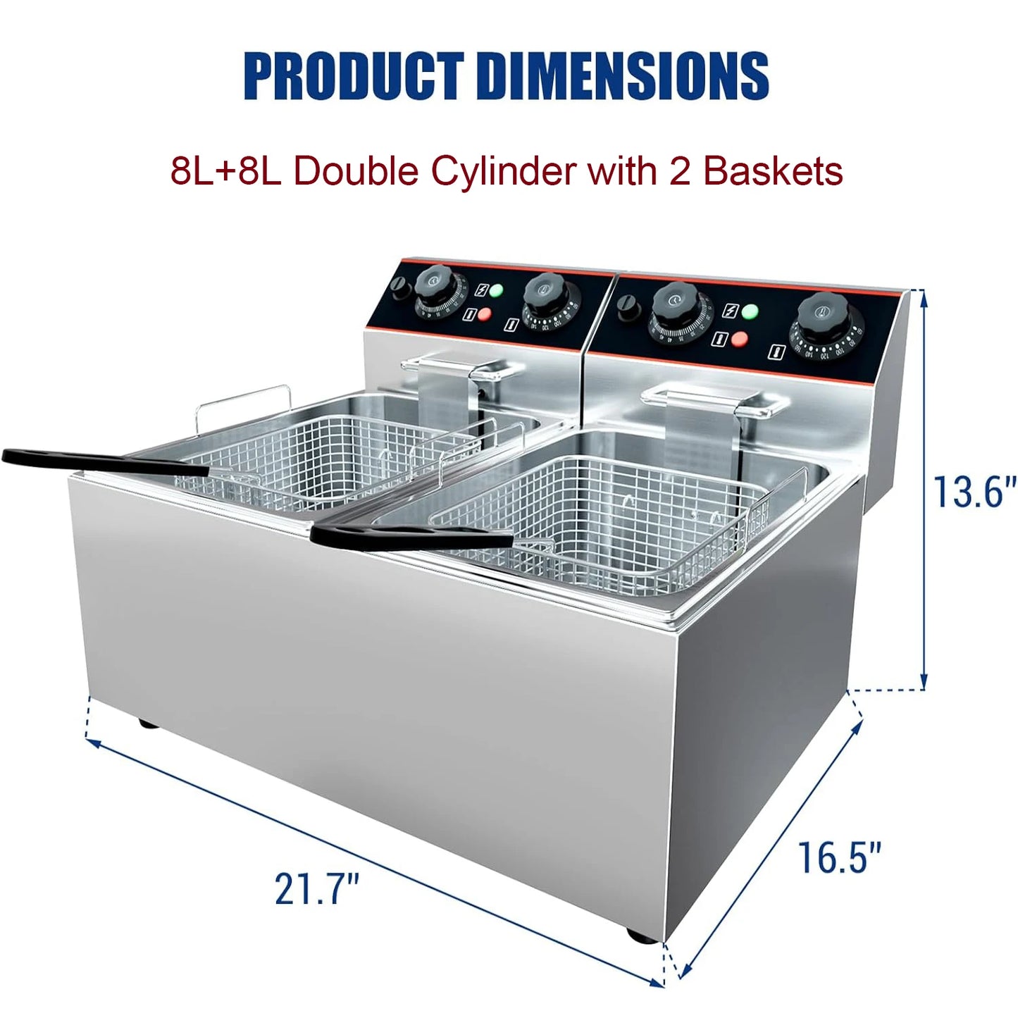 acekool Stainless Steel Commercial Deep Fryer With Baskets