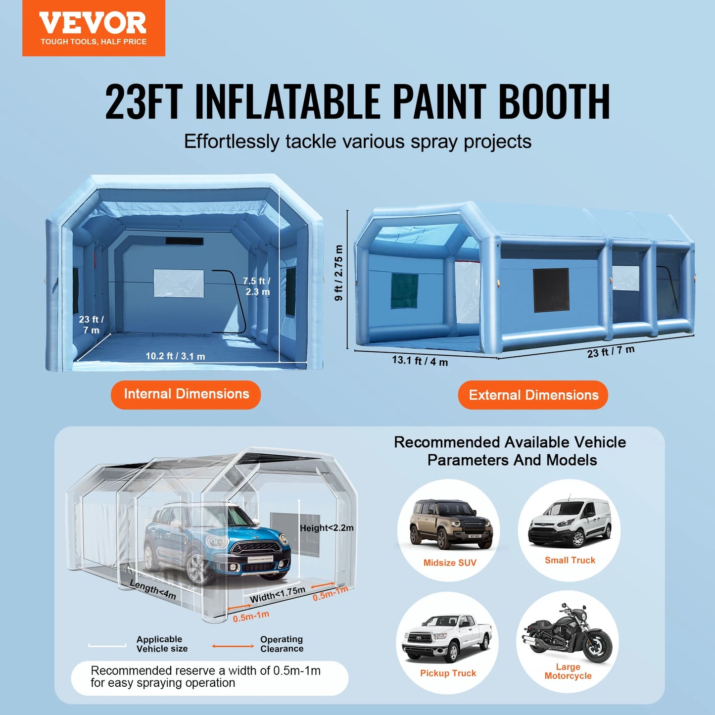 SucceBuy Inflatable Paint Booth With Powerful Blowers And Air Filter