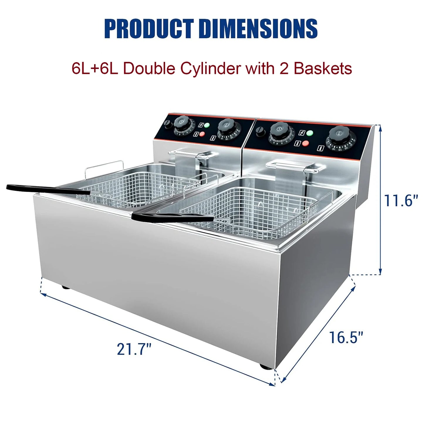 acekool Stainless Steel Commercial Deep Fryer With Baskets
