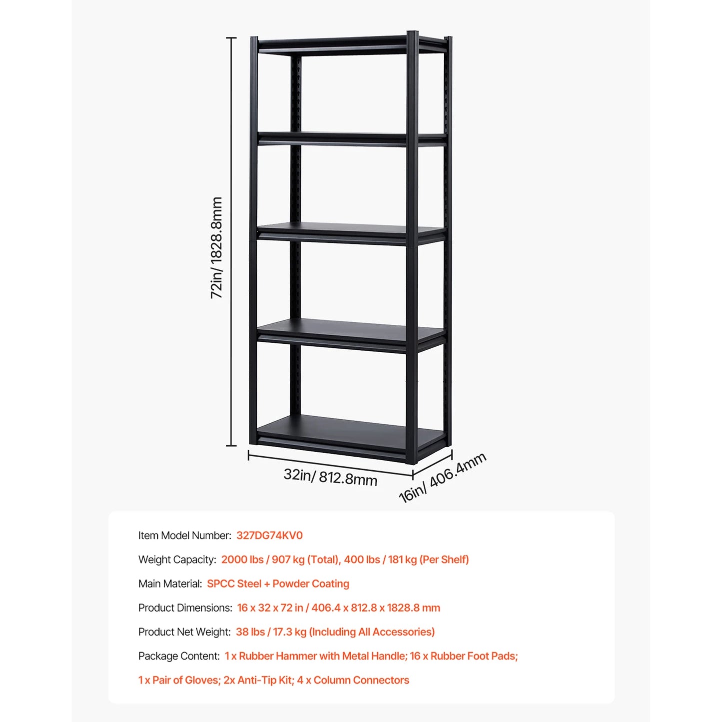 SucceBuy 5-Tier Garage Storage Shelves 2000 Lb Capacity
