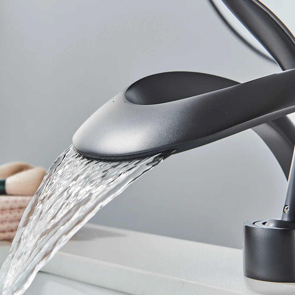 Rozin Luxury Basin Faucet Waterfall Deck Mount Mixer