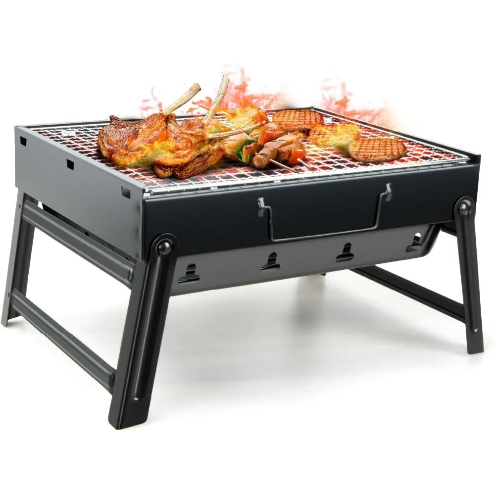 XIUWO Portable Folding Charcoal Grill Stainless Steel Smoker For Outdoor