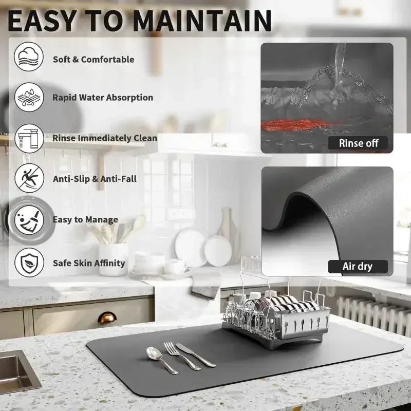 Kitchen Accessories Absorbent Kitchen Dish Drying Mat Coffee Machine Tableware Drain Mat Kitchen Drain Pad Tableware Mat Coaster