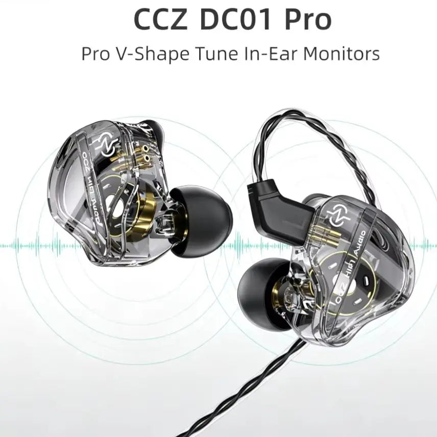 CCZ DC01 Pro Wired IEM Earphones, Powerful Bass Single Dynamic Driver In Ear Monitor, Comfortable Patented Ear Hook for Gaming Musicians Podcast Recording