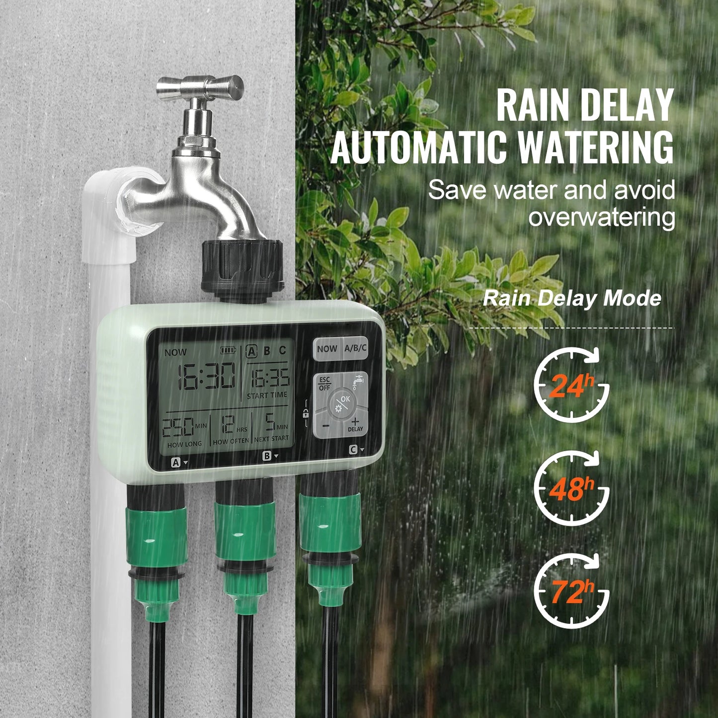 SucceBuy Water Timer With 3 Outlets And Independent Watering Zones