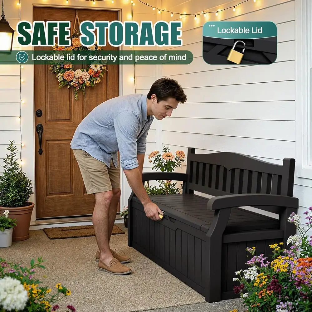 LISM Storage Bench Deck Box Lockable Outdoor Furniture Garden