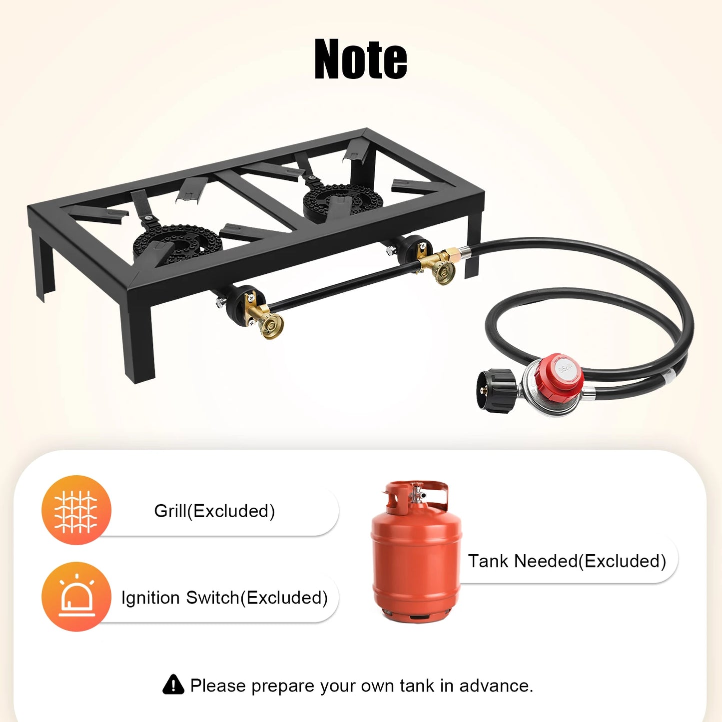 Portable 8000W Outdoor Double Burner Gas Stove With Regulator