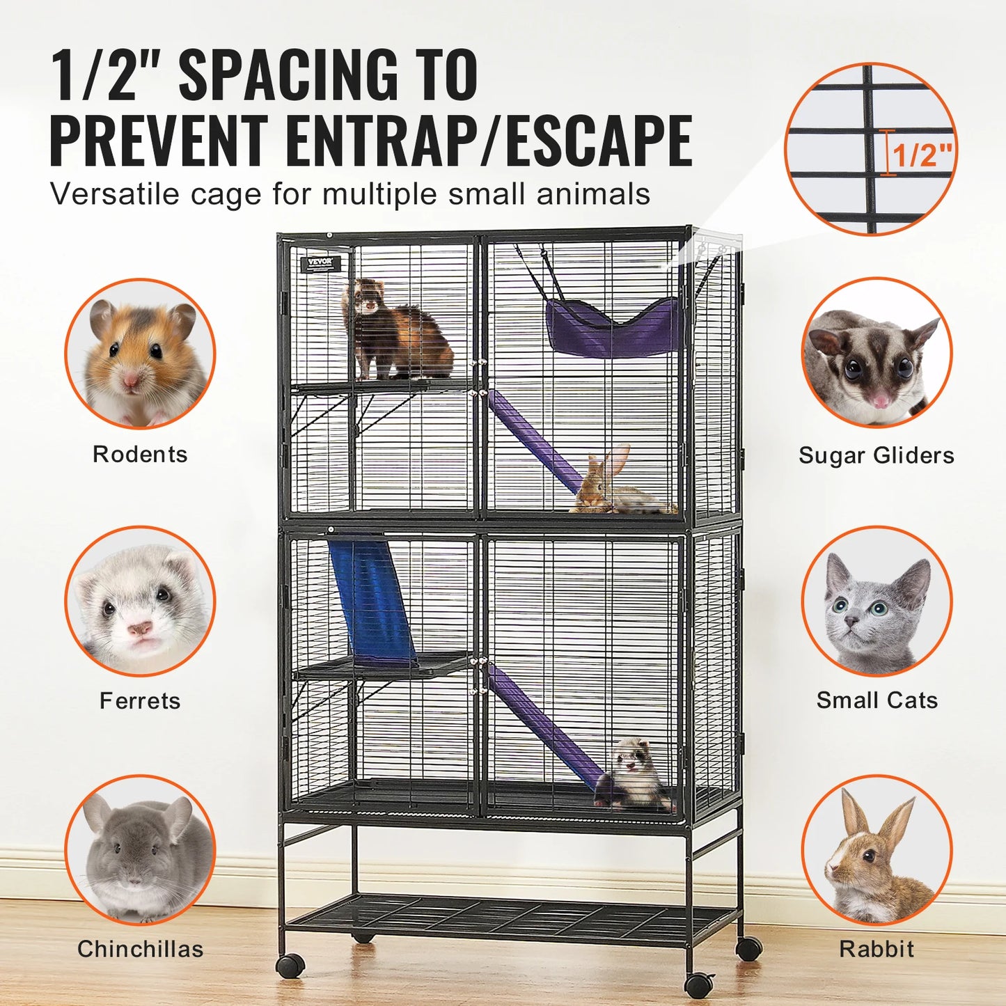 SucceBuy 4 Tier Metal Critter Cage For Small Animals