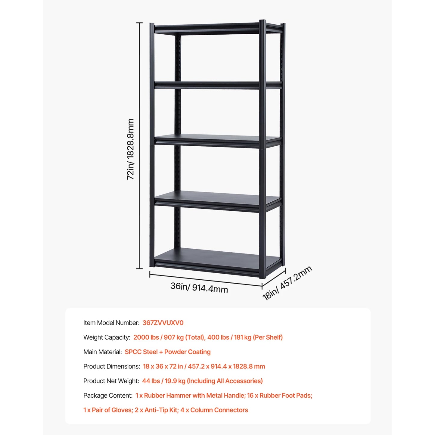 SucceBuy 5-Tier Garage Storage Shelves 2000 Lb Capacity