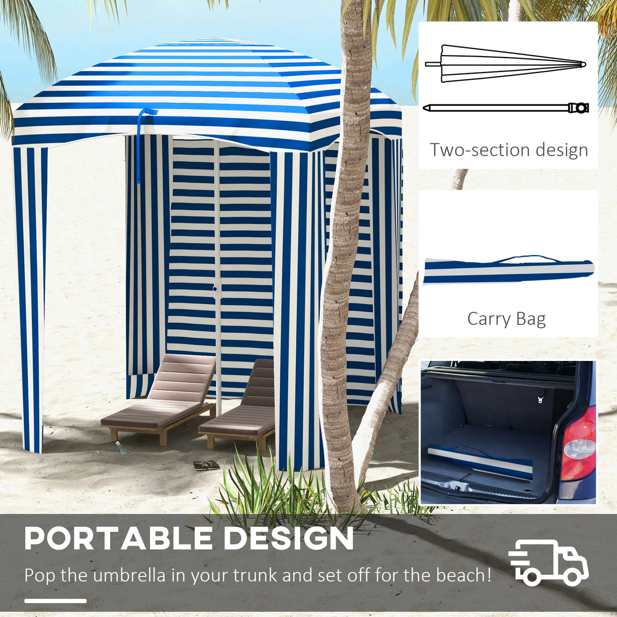 Beach Cabana Shade Umbrella With Travel Bag And Windows