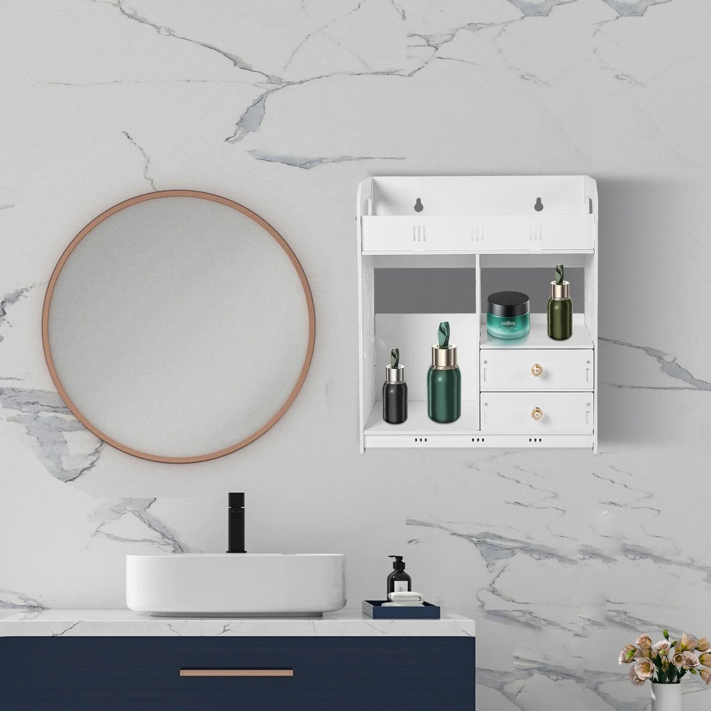 Bathroom Wall Cabinet With Two Drawers Wall Mounted Storage
