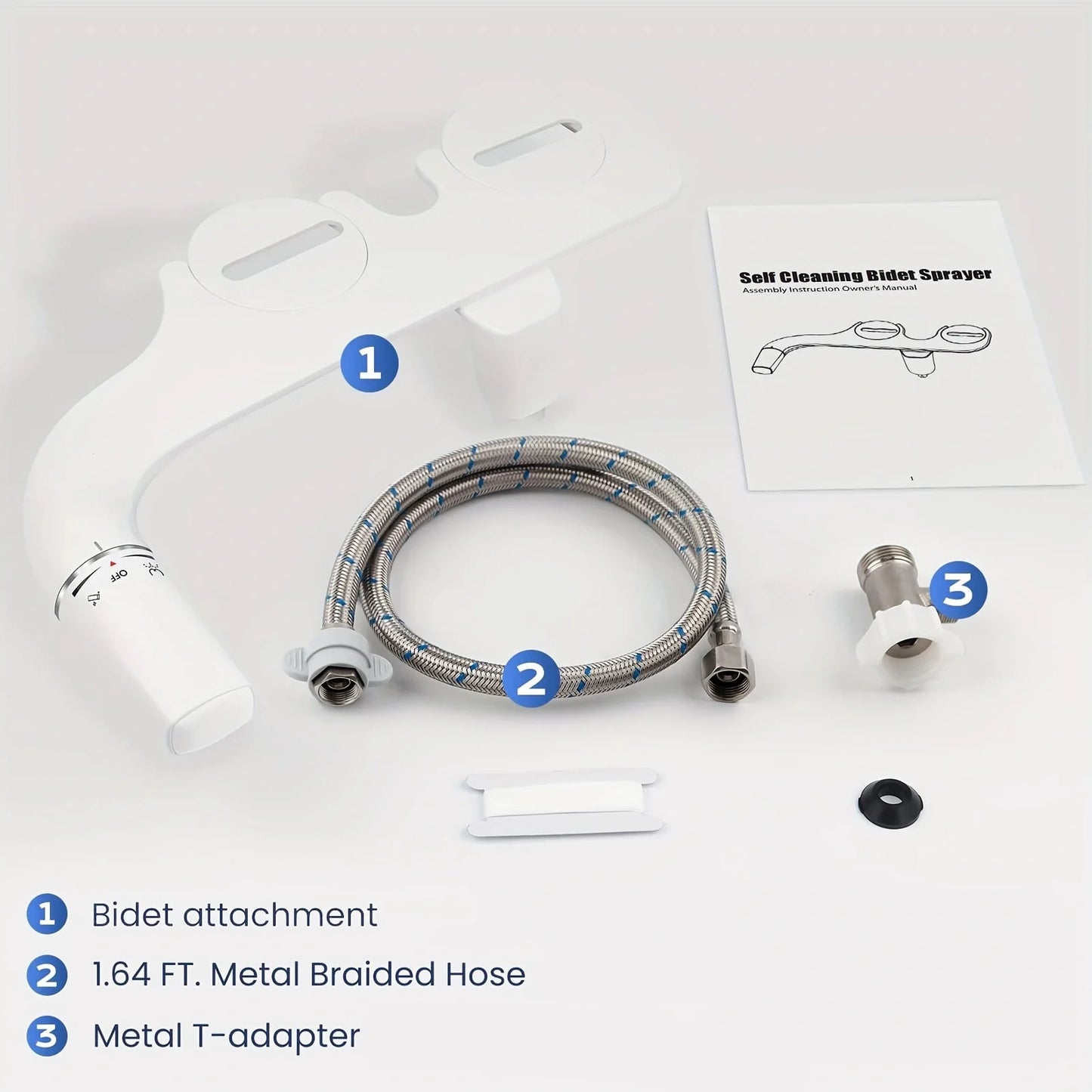Ultra-Slim Bidet Attachment With Dual Nozzles For Toilet Self-Cleaning