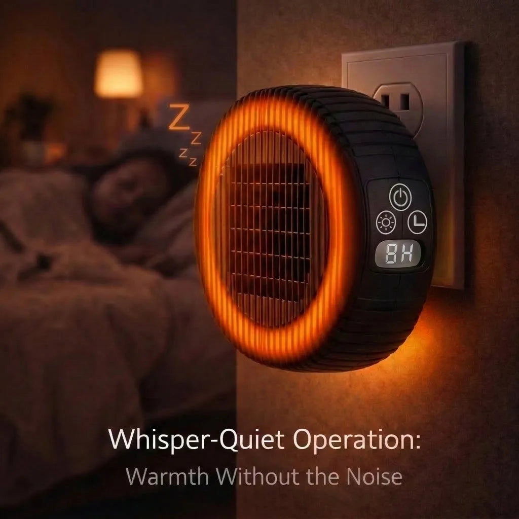 HT04 Wall Plug-in Electric Heater Portable Space Heater with Timer Thermostat Low Noise Fast Heating Mini Home Heater for Bedroom