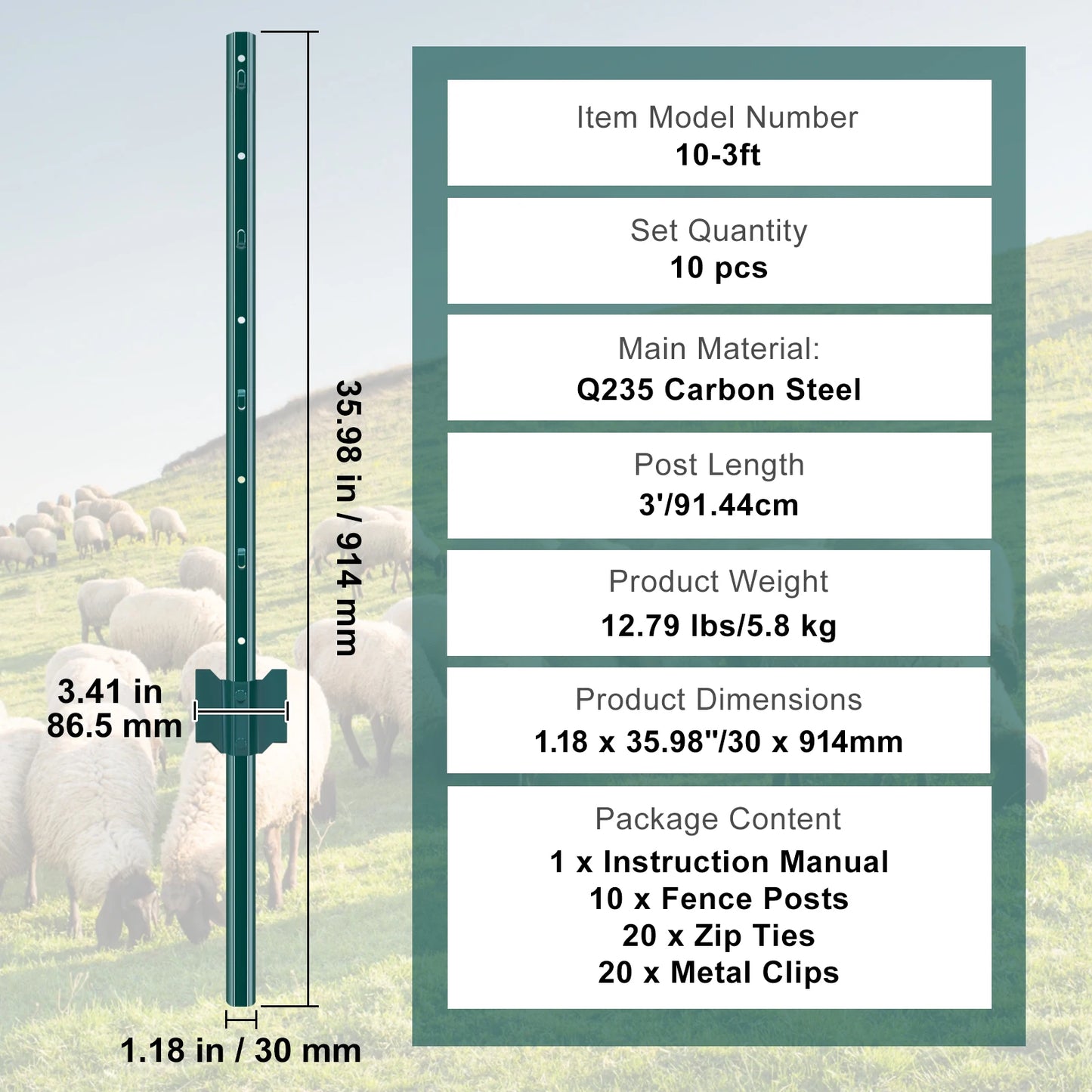 SucceBuy Heavy Duty T-Post Fence Post For Garden And Farm