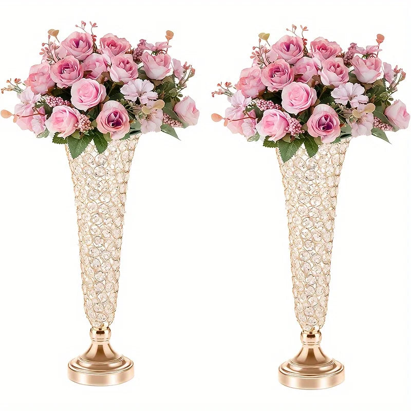 Crystal Vase Set Centerpiece Decor For Dining Tables