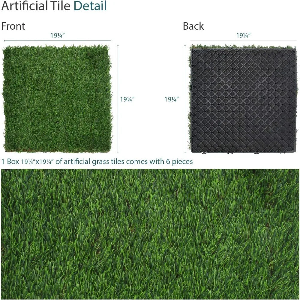 Artificial Grass Tiles Interlocking Turf Mat for Patio Balcony Garden