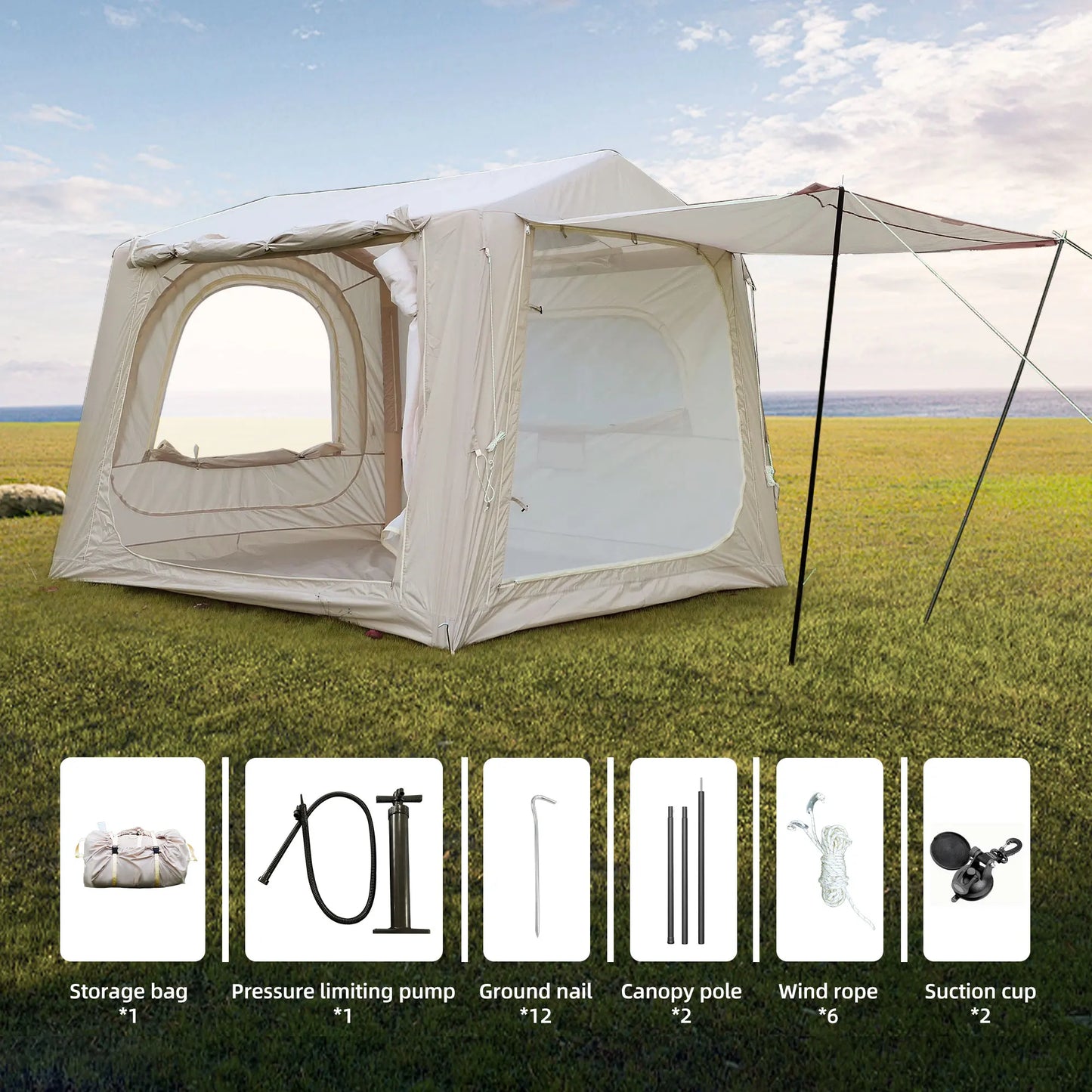 Inflatable Camping Tent With Easy Setup Waterproof Air Glamping
