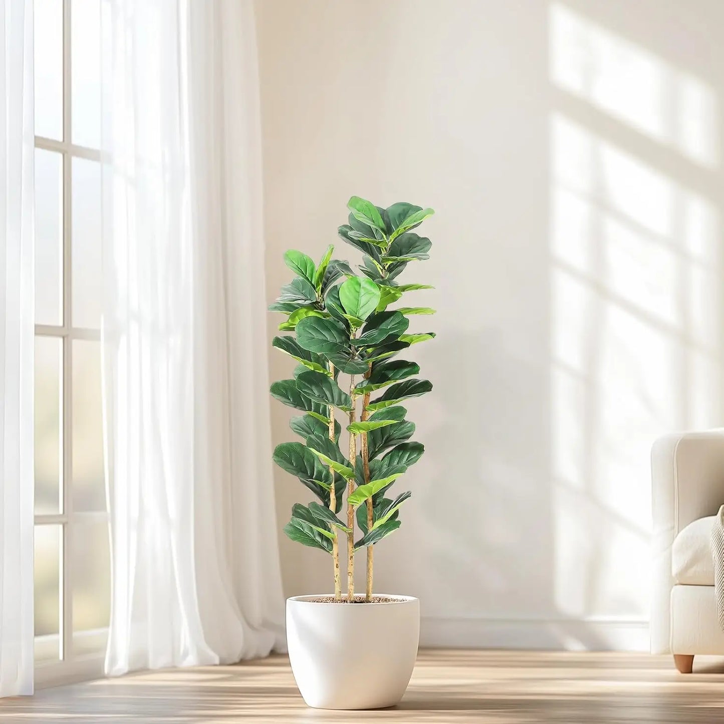 HiMISSCN Artificial Fiddle Leaf Fig Tree With Pot for Home