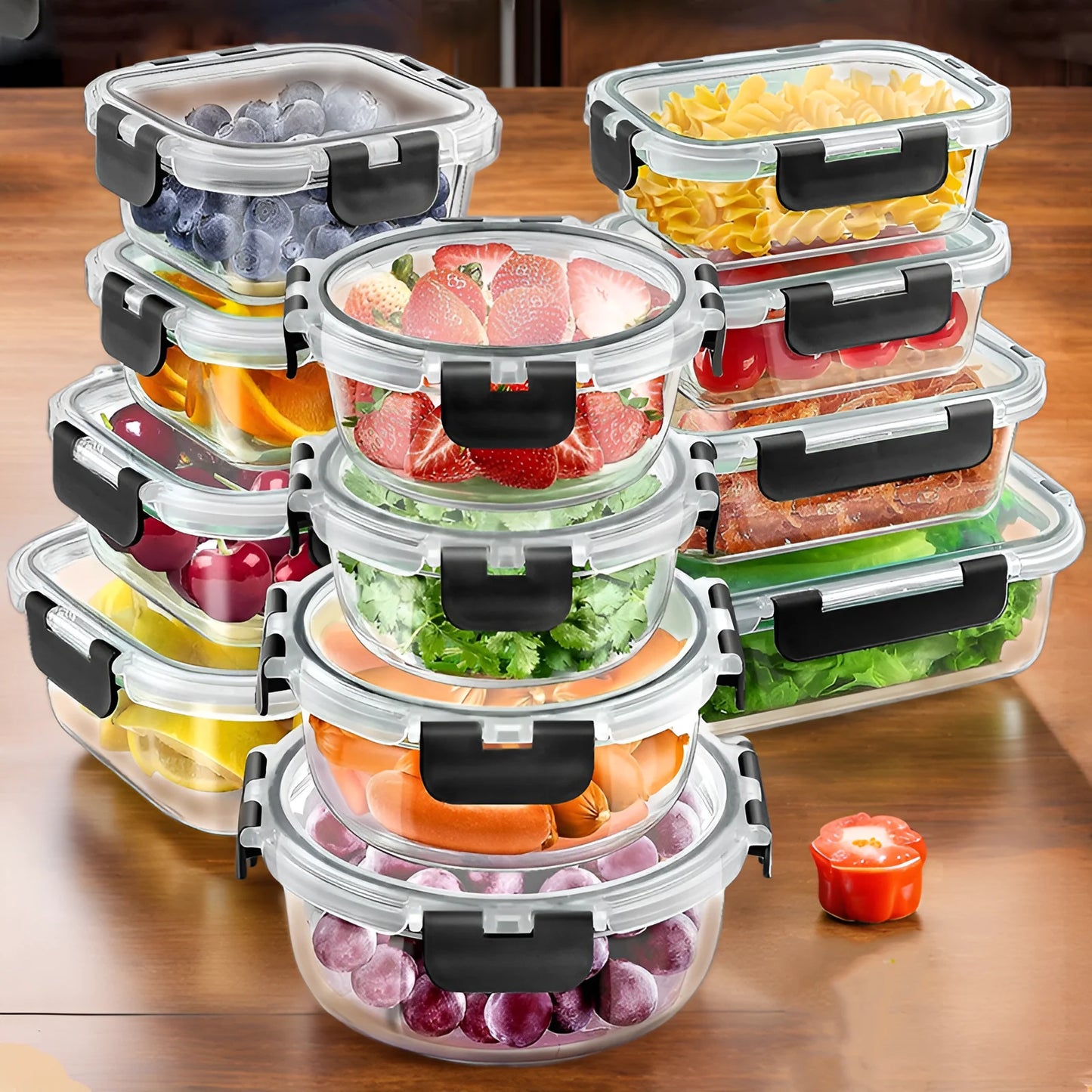 Glass Lunch Box Set, 12 Piece Airtight Food Storage Containers BPA Free