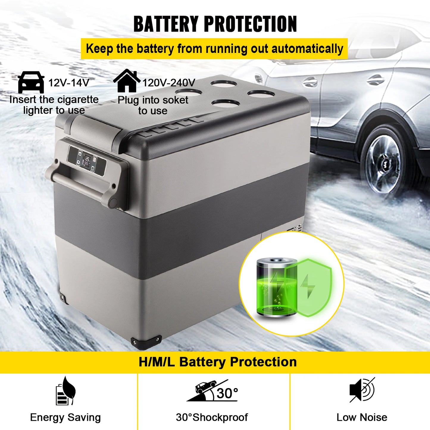 SucceBuy 20L 22L 35L 45L 55L Car Refrigerator Mini Fridge Freezer Portable Compressor Cooler 12/24V DC 110-240V Ice Box